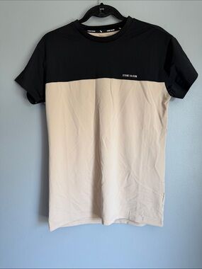 Stone Falcon Men's Colorblock Performance Tee - Black & Tan Short Sleeve Small